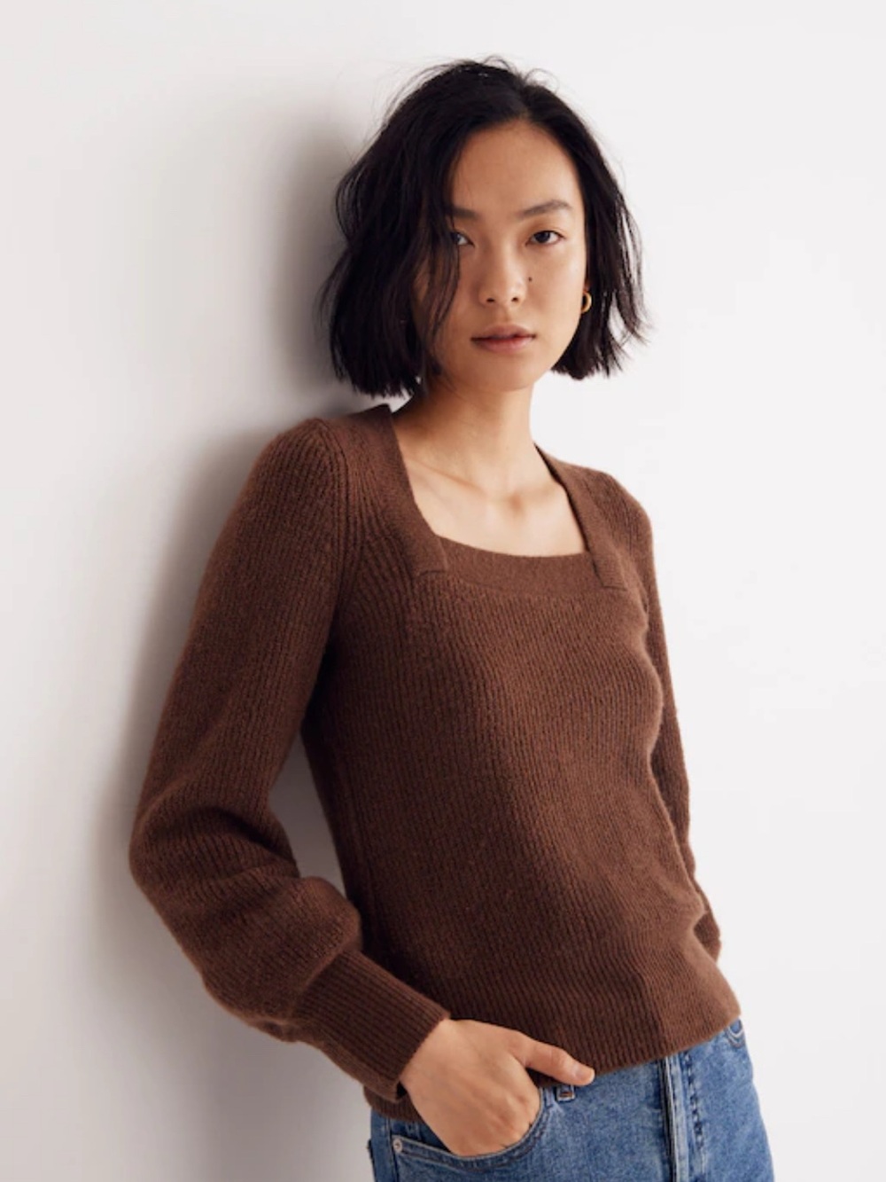 Madewell Square-Neck Brown Women's Sweater